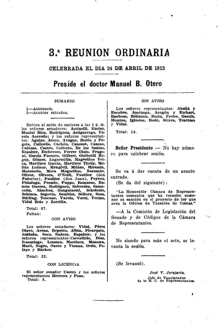 DIARIO DE SESIONES DE LA ASAMBLEA GENERAL del 24/04/1913